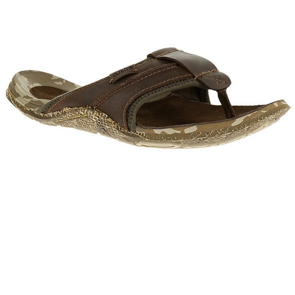 Cushe Tropez Men's Sandals Flip Flops Brown Leather Camouflage Size US 12